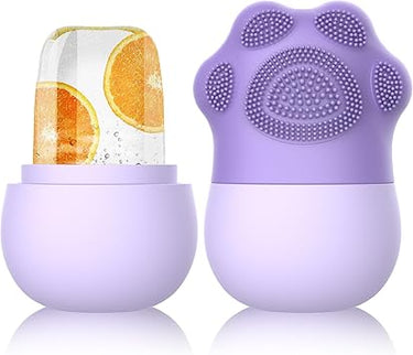 GeeRic Rodillo Facial con Cabezal de Cepillo,Ice Roller Rodillo de Cara de Hielo de Silicona para Aliviar el Dolor,masaje,Aliviar Ojos Hinchados,Ayuda a Reducir Los Poros,Violeta